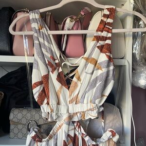 Privy Women's Maxi Dress - White, Brown, Orange